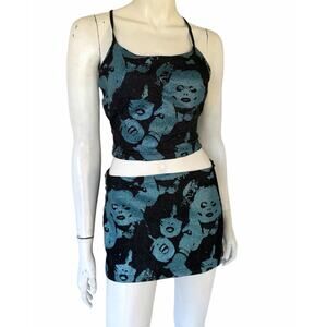 VINTAGE MOTLEY CRUE MOSQUITOHEAD RARE GLITTER OUTFIT SKIRT/TOP SZ S/M